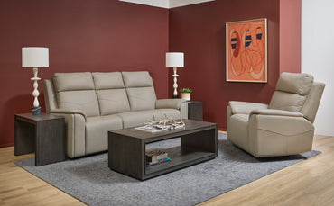 Vernon Power Reclining Sofa with Console, Power Headrest, Lumbar, Heat & Massage - Fabric 386-01
