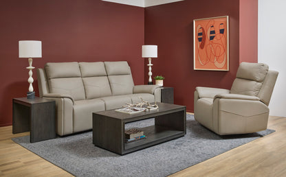 Vernon Power Reclining Sofa with Console, Power Headrest, Lumbar, Heat & Massage - Fabric 386-01