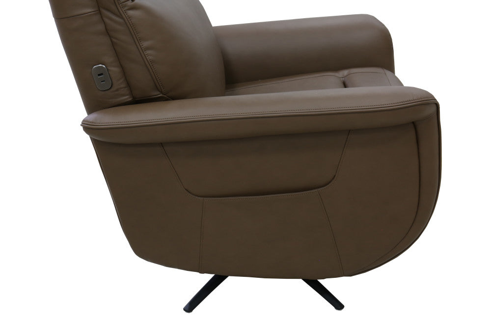 Haven Power Swivel Recliner with Power Headrest, Lumbar, Heat, Massage & Ventilation - Leather 367-72