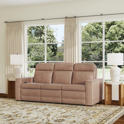 Dutch Power Reclining Sofa with Console, Power Headrest, & Lumbar - Leather 562-82