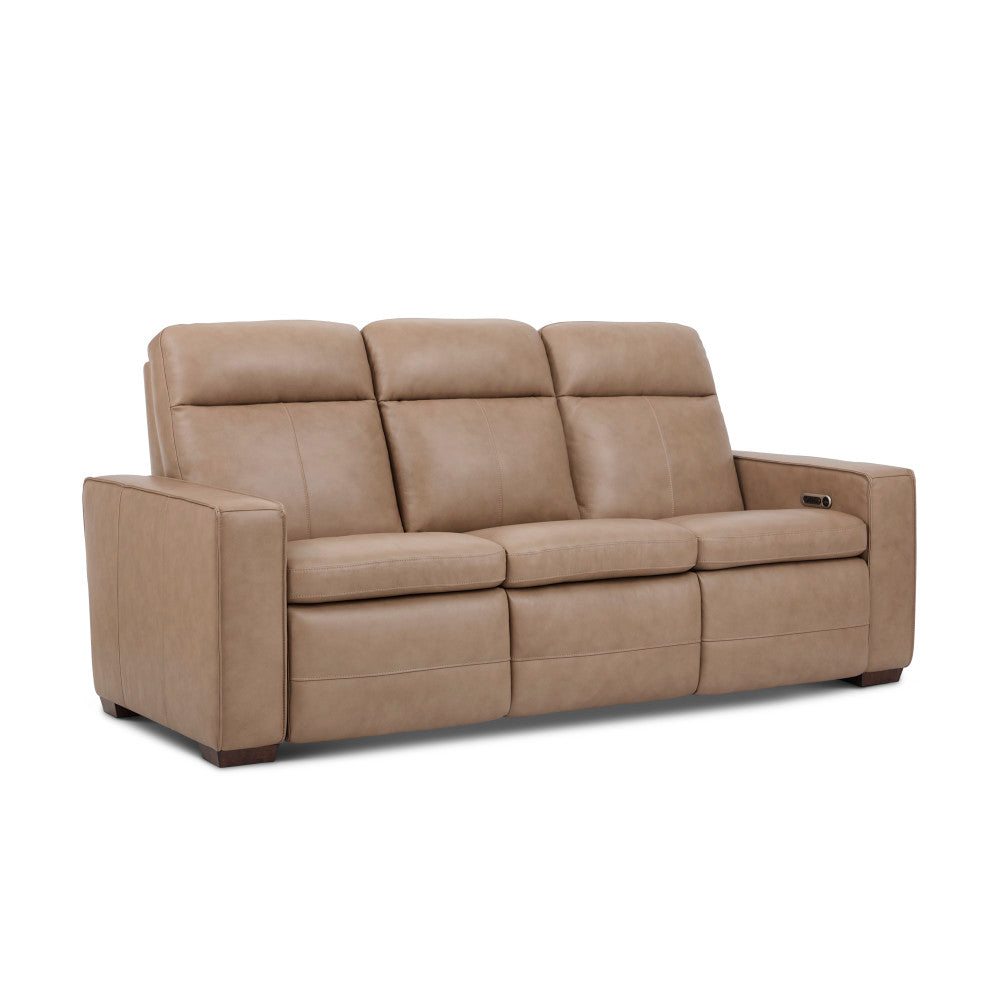 Dutch Power Reclining Sofa with Console, Power Headrest, & Lumbar - Leather 562-82