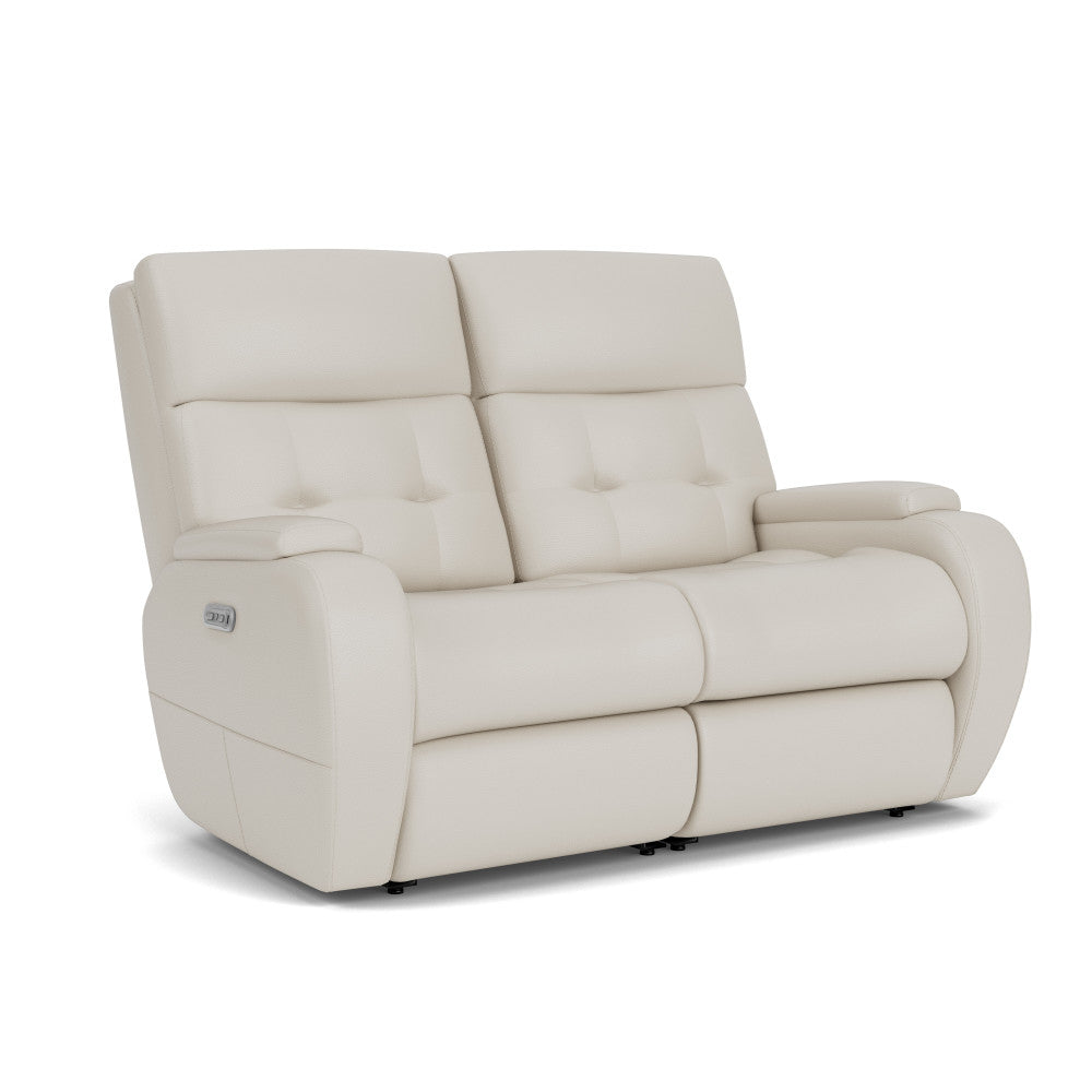 Strait Power Reclining Loveseat with Power Headrests - Leather 653-80
