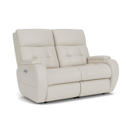 Strait Power Reclining Loveseat with Power Headrests - Leather 653-80