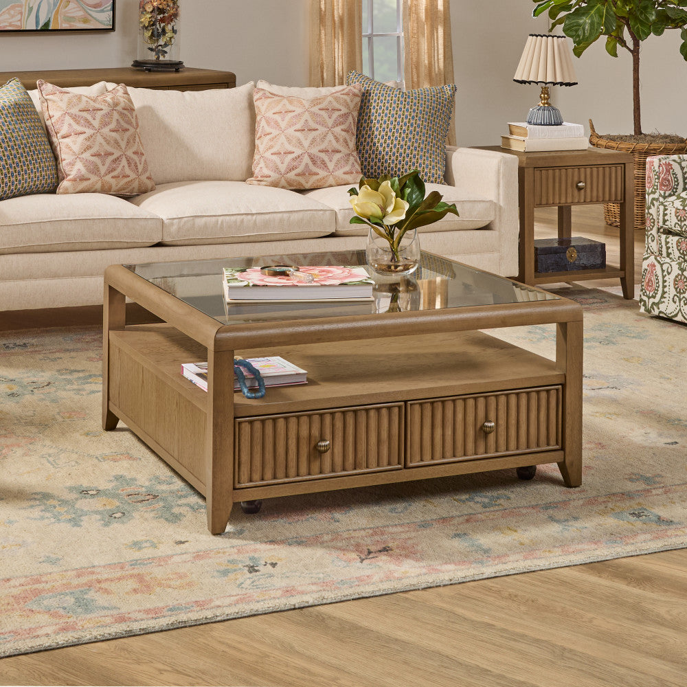 Reed Square Coffee Table with Casters - Default Title
