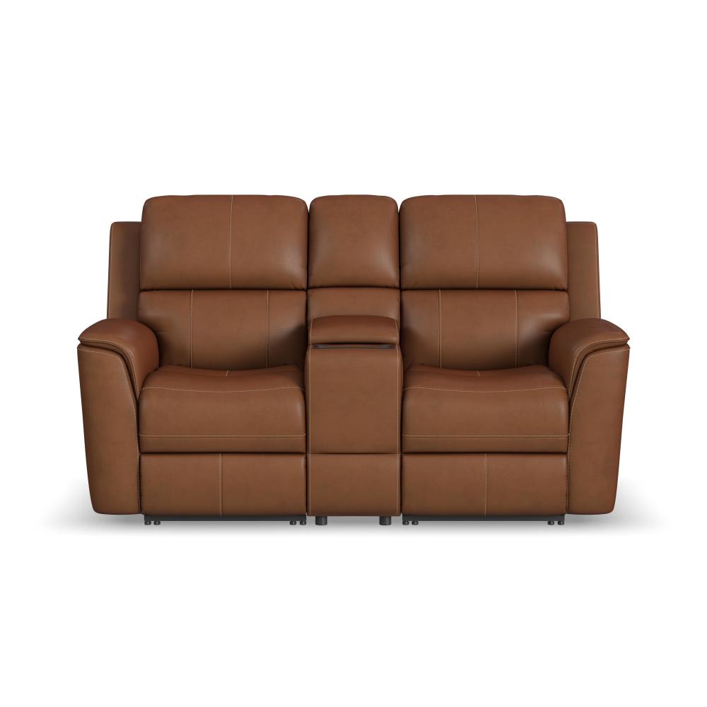 Henry Power Reclining Loveseat with Console & Power Headrests & Lumbar - Leather 946-72