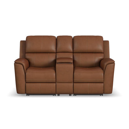 Henry Power Reclining Loveseat with Console & Power Headrests & Lumbar - Leather 946-72