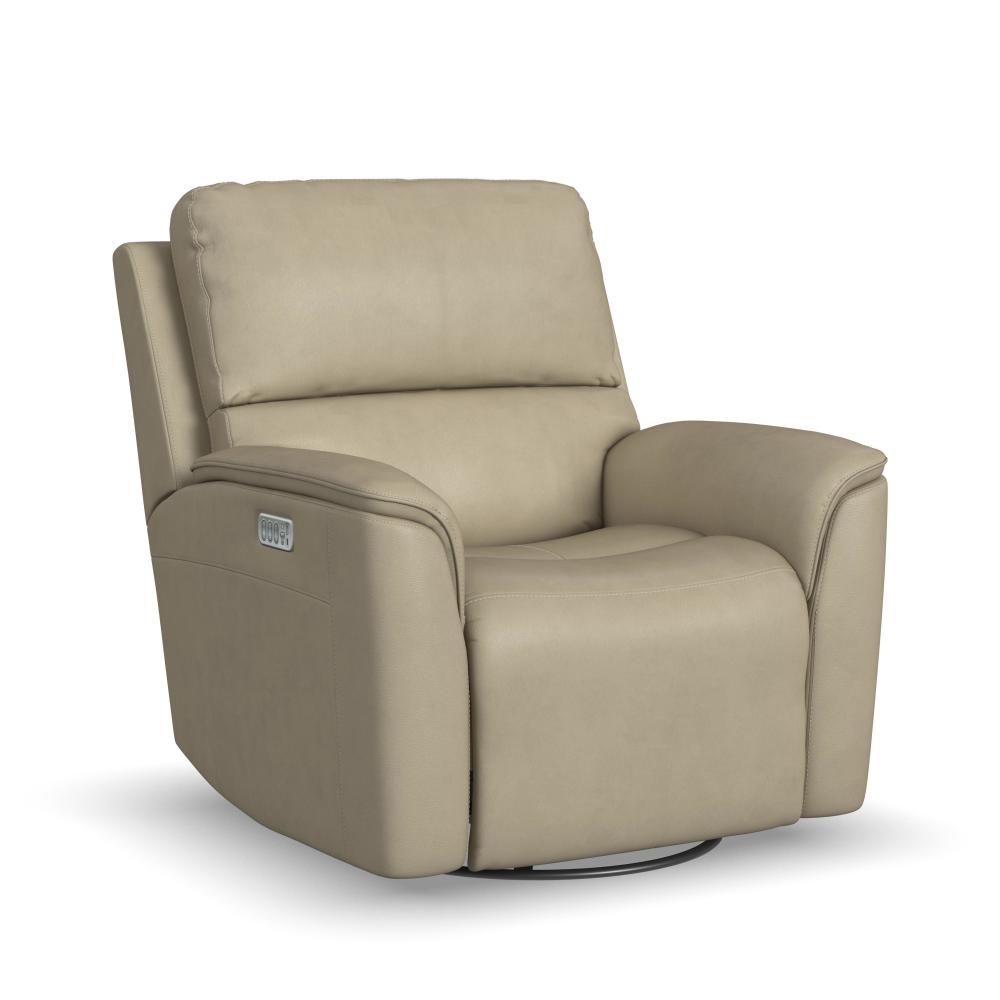 Henry Power Swivel Gliding Recliner with Power Headrest, Lumbar, Heat & Massage - Beige