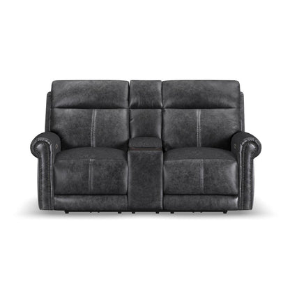 Alexander Power Reclining Loveseat with Console, Power Headrest & Lumbar - Leather 706-03