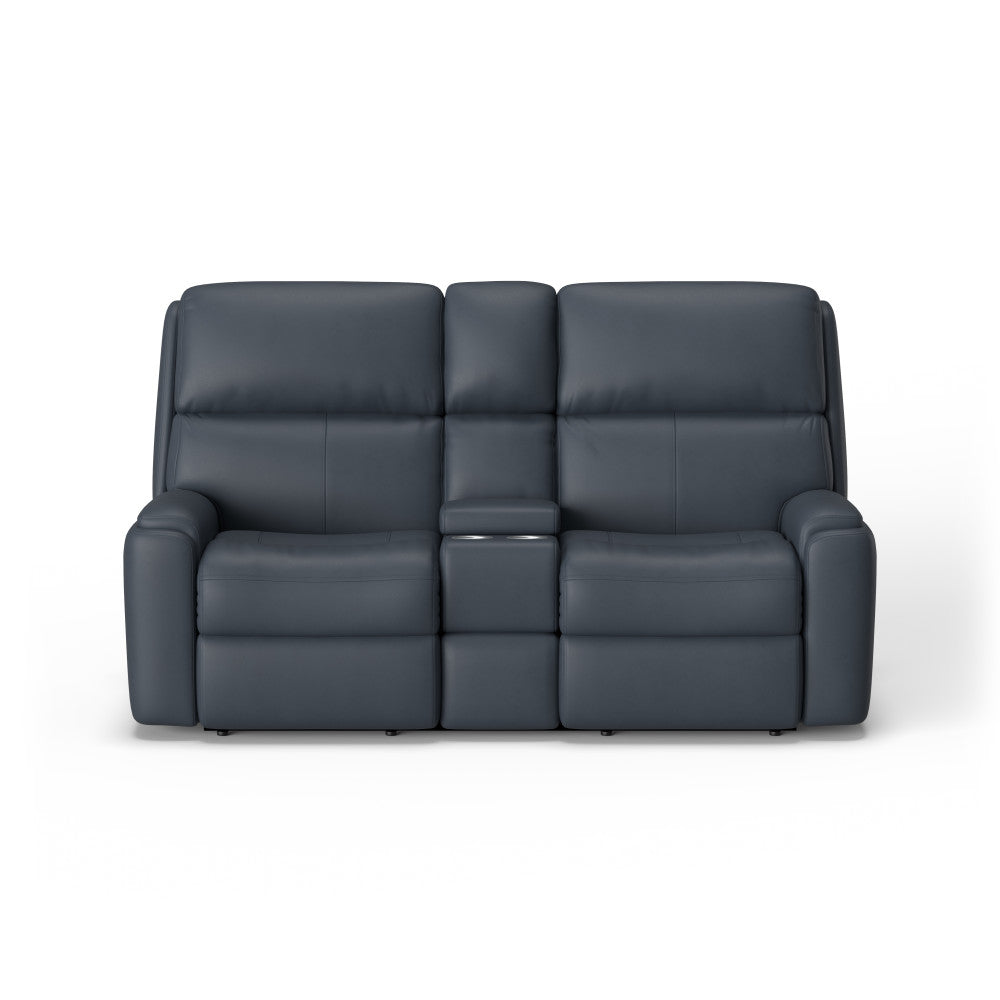 Rio Power Reclining Loveseat with Console - Leather 653-80