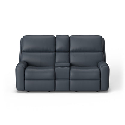 Rio Power Reclining Loveseat with Console - Leather 653-80