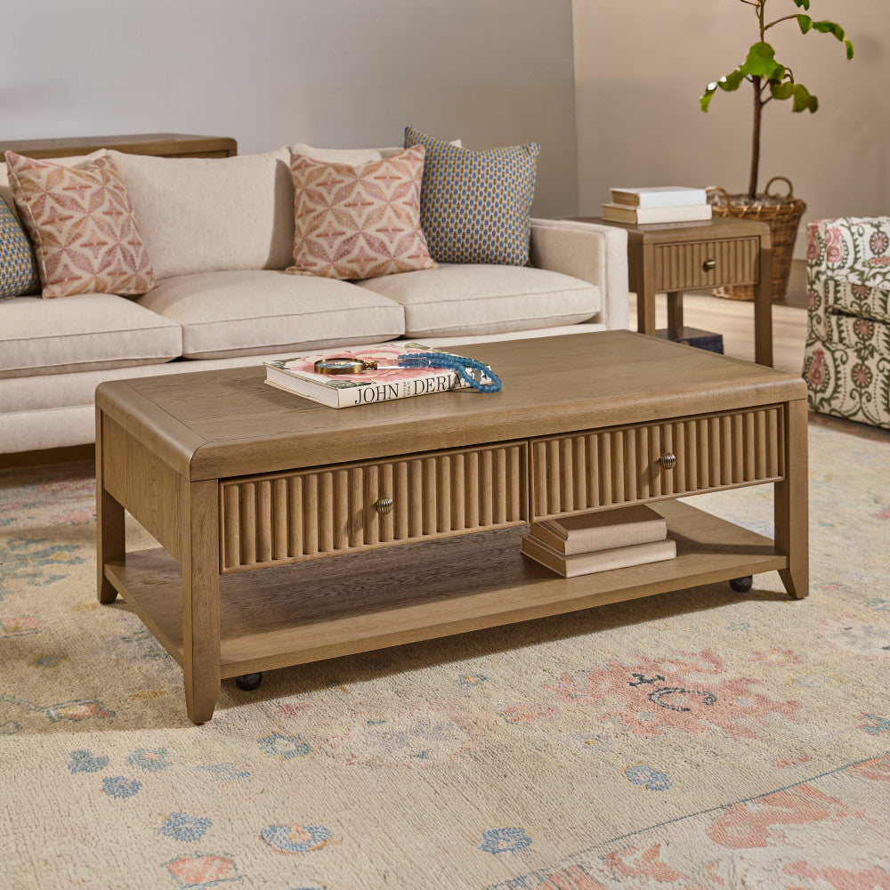 Reed Rectangular Coffee Table with Casters - Default Title