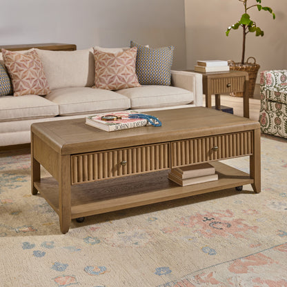 Reed Rectangular Coffee Table with Casters - Default Title
