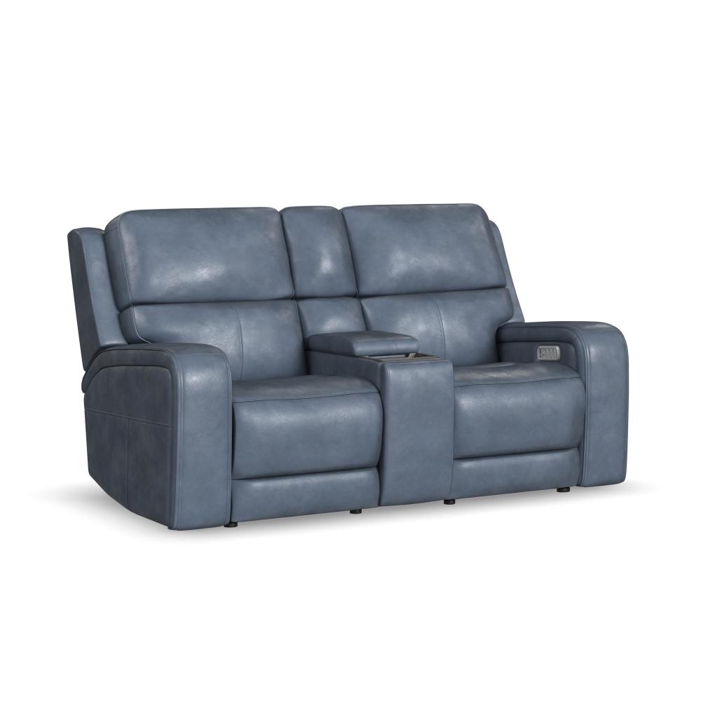 Oasis Power Reclining Loveseat with Console, Power Headrests, Lumbar, Heat & Massage - Leather 734-40