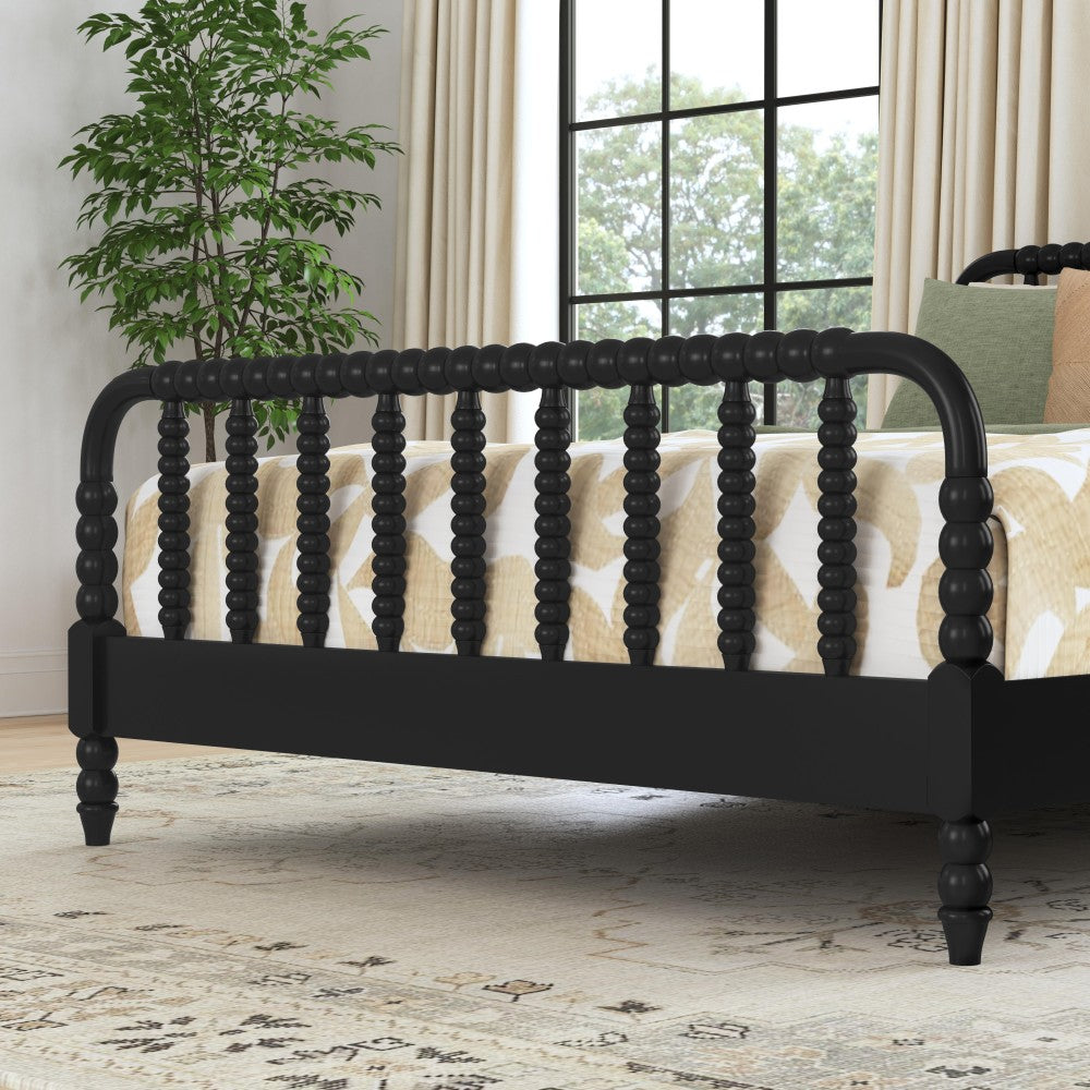 Spindle Queen Bed and Two Nightstands - Black