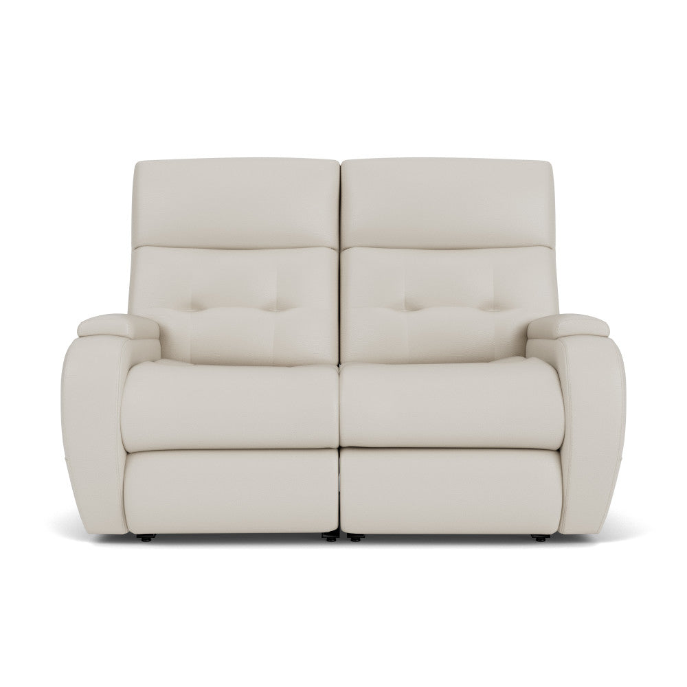 Strait Power Reclining Loveseat with Power Headrests - Leather 653-80