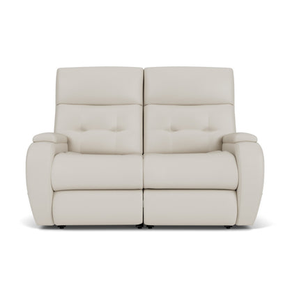 Strait Power Reclining Loveseat with Power Headrests - Leather 653-80