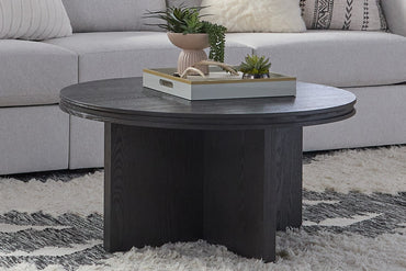 Waterfall Round Coffee Table - Black
