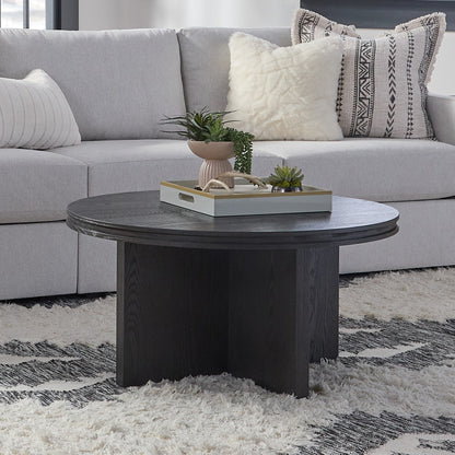 Waterfall Round Coffee Table - Black