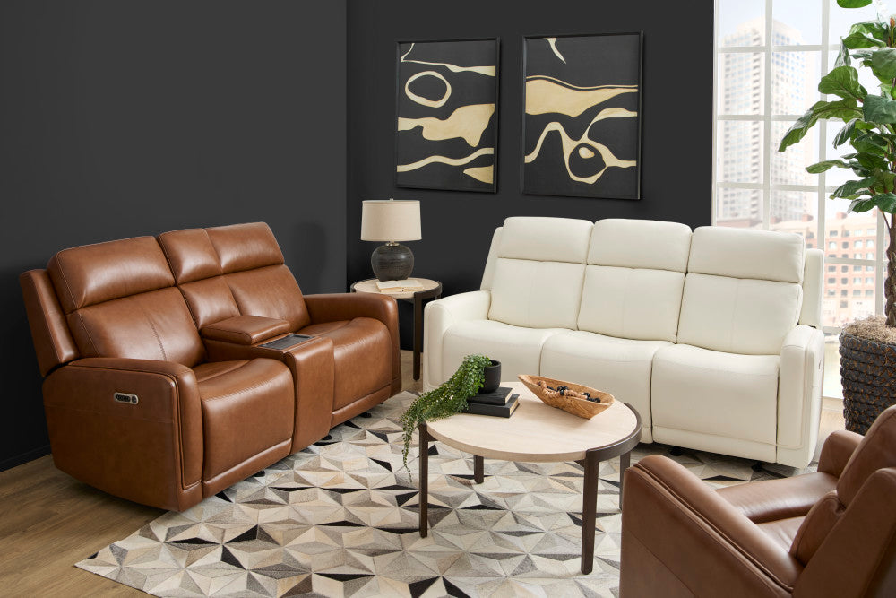 Alister Power Gliding Loveseat with Console, Power Headrests & Lumbar - Leather 734-72