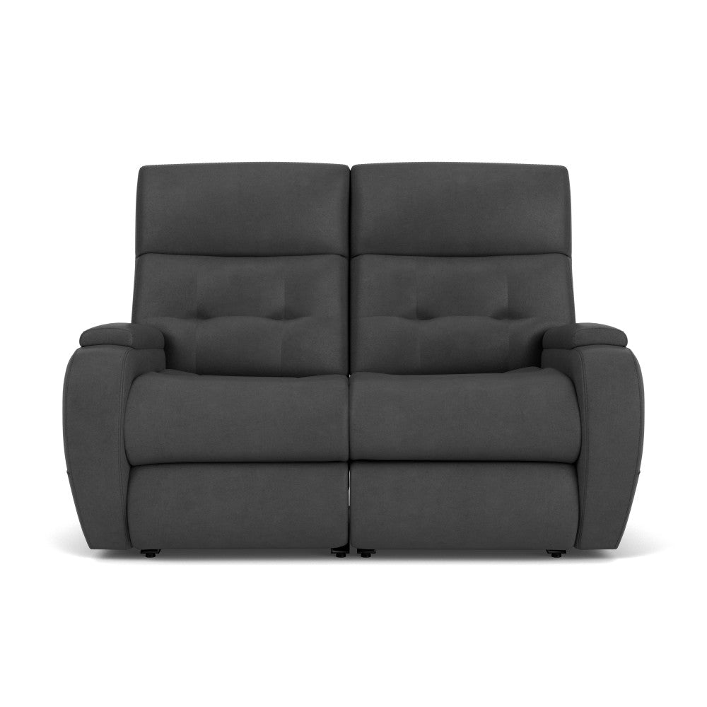 Strait Power Reclining Loveseat with Power Headrests - Leather 653-80