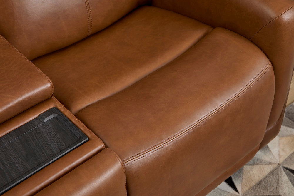 Alister Power Gliding Loveseat with Console, Power Headrests & Lumbar - Leather 734-72