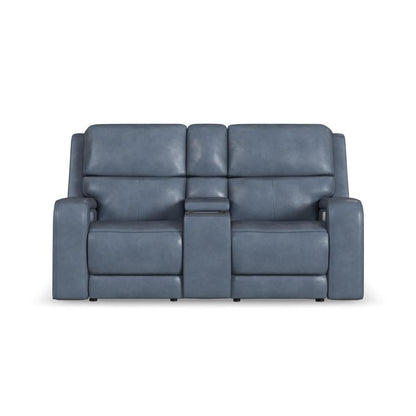 Oasis Power Reclining Loveseat with Console, Power Headrests, Lumbar, Heat & Massage - Leather 734-40