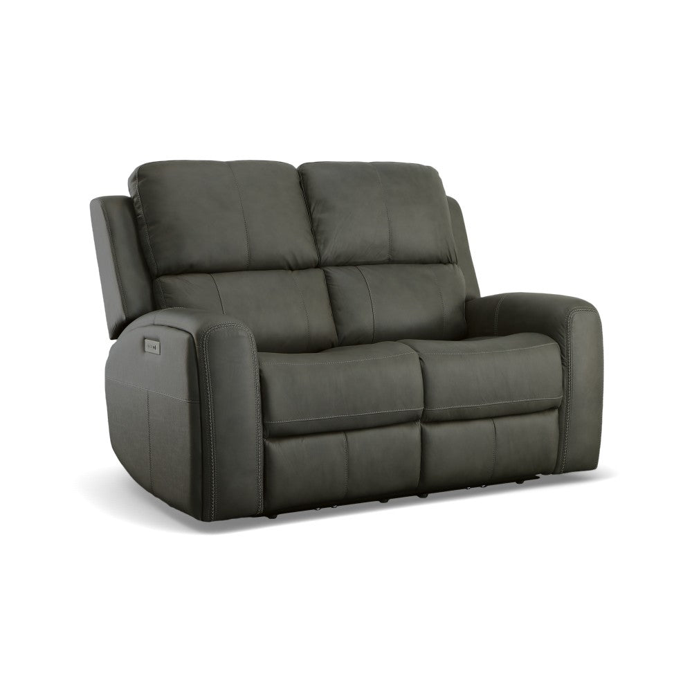 Linden Power Reclining Loveseat with Power Headrests & Lumbar - Leather 946-02