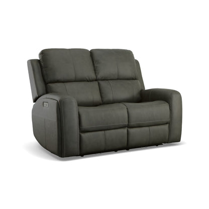 Linden Power Reclining Loveseat with Power Headrests & Lumbar - Leather 946-02