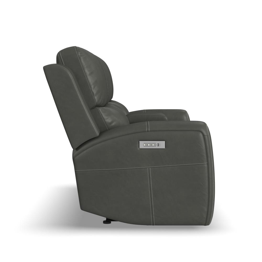 Linden Power Reclining Loveseat with Console & Power Headrests & Lumbar - Leather 946-02