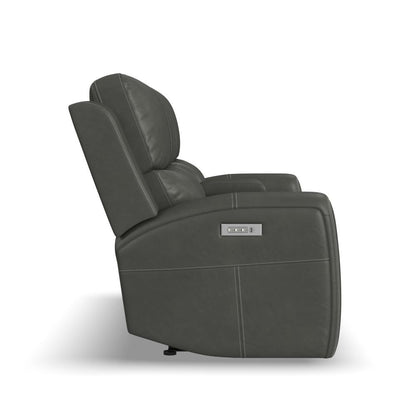 Linden Power Reclining Loveseat with Console & Power Headrests & Lumbar - Leather 946-02