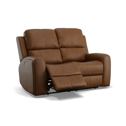 Linden Power Reclining Loveseat with Power Headrests & Lumbar - Leather 946-72