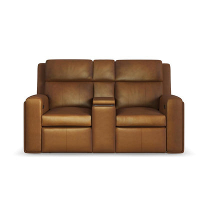 Wyatt Power Reclining Loveseat with Console & Power Headrests & Lumbar - Leather 705-72
