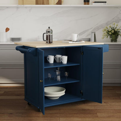 Dolly Madison Drop Leaf Kitchen Cart - Blue