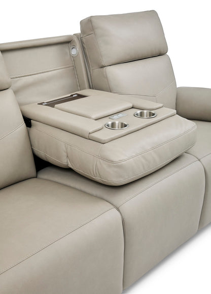 Vernon Power Reclining Sofa with Console, Power Headrest, Lumbar, Heat & Massage - Fabric 386-01