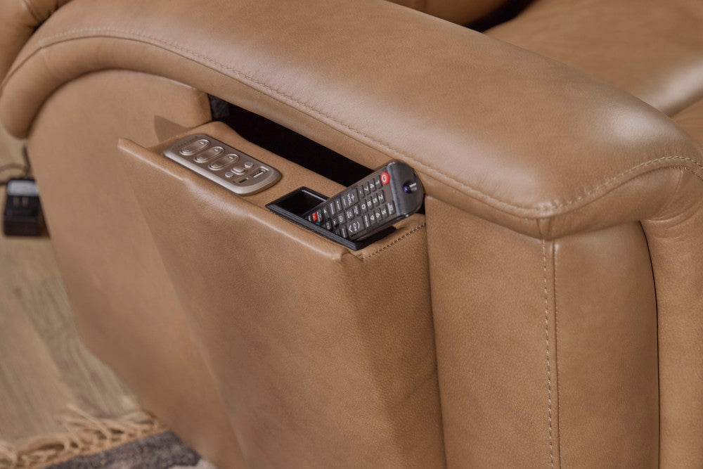 Ranger Power Reclining Sofa with Console, Power Headrest, Lumbar, Heat & Massage - Leather 439-72