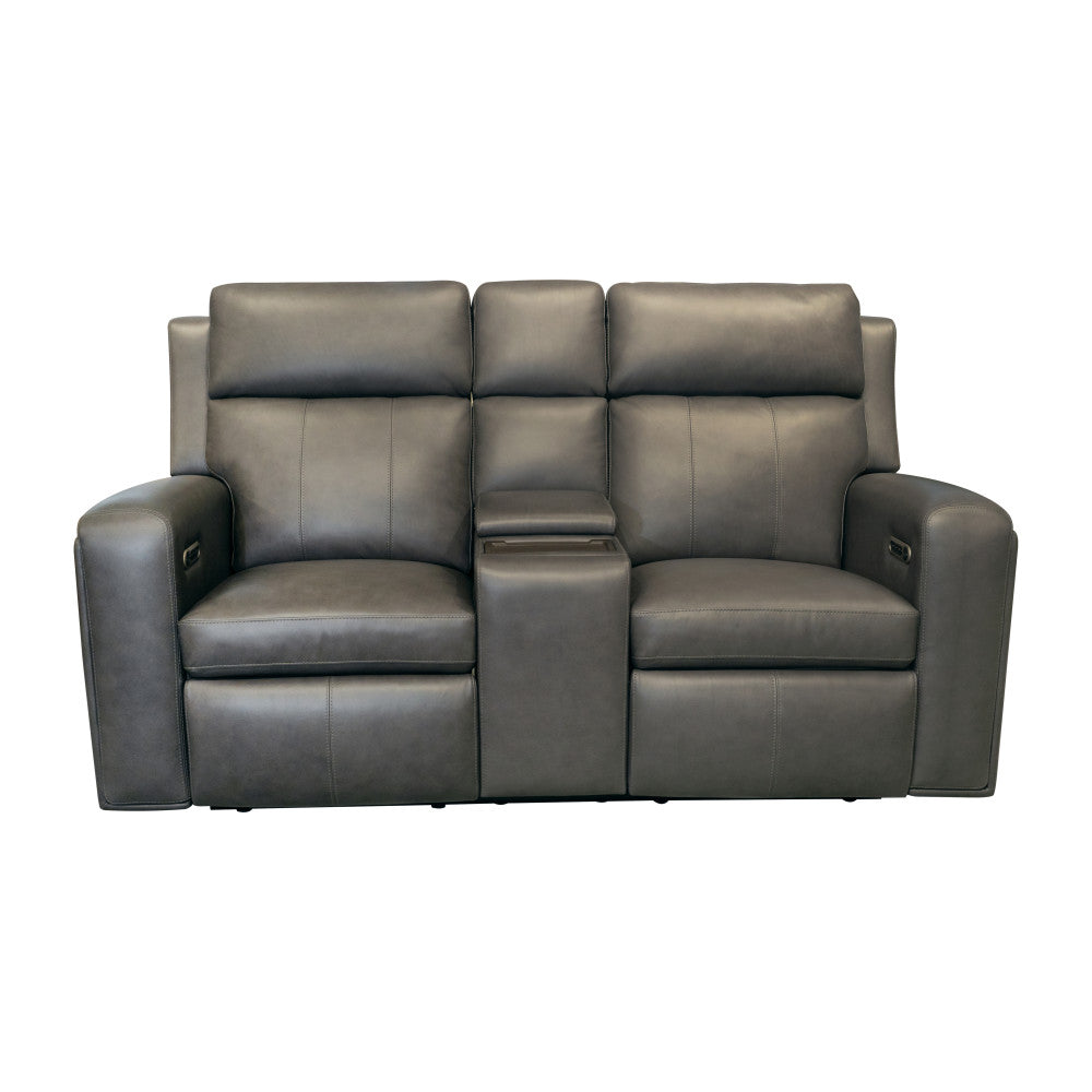 Wyatt Power Reclining Loveseat with Console & Power Headrests & Lumbar - Leather 705-02