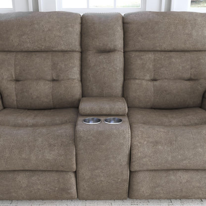 Strait Power Reclining Loveseat with Console & Power Headrests - Default Title