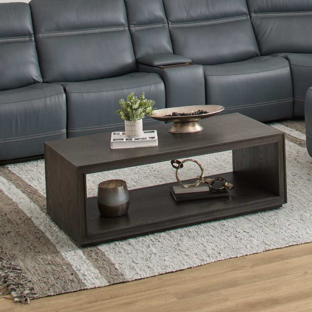 Waterfall Rectangular Coffee Table with Casters - Black