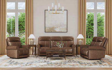 Alexander Power Reclining Sofa with Console, Power Headrest & Lumbar - Leather 706-71