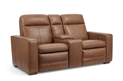 Dutch Power Reclining Loveseat with Console, Power Headrest & Lumbar - Leather 562-80