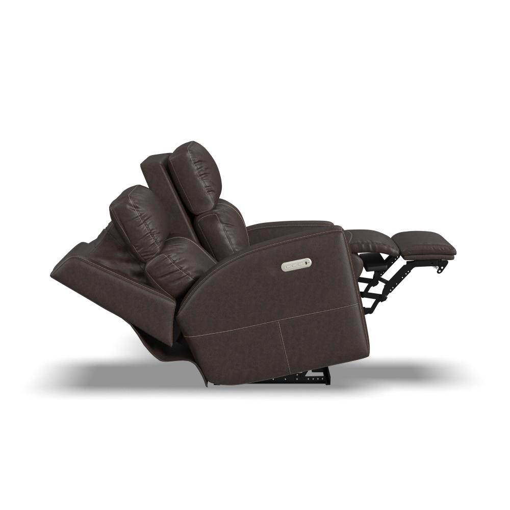 Score Power Reclining Loveseat with Power Headrests & Lumbar - Leather 654-70