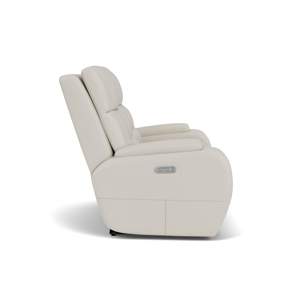 Strait Power Reclining Loveseat with Power Headrests - Leather 653-80