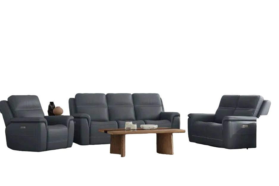 Sawyer Power Reclining Sofa with Power Headrests & Lumbar - Leather 009-42
