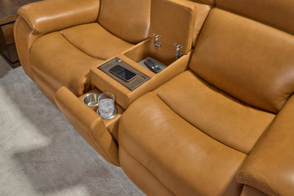 Ziggy Power Reclining Loveseat with Console, Power Headrest, Lumbar, Heat & Massage - Default Title