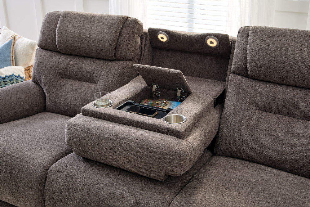 Zecliner Zofa Power Sleep Sofa with Power Headrests & Lumbar - Brown