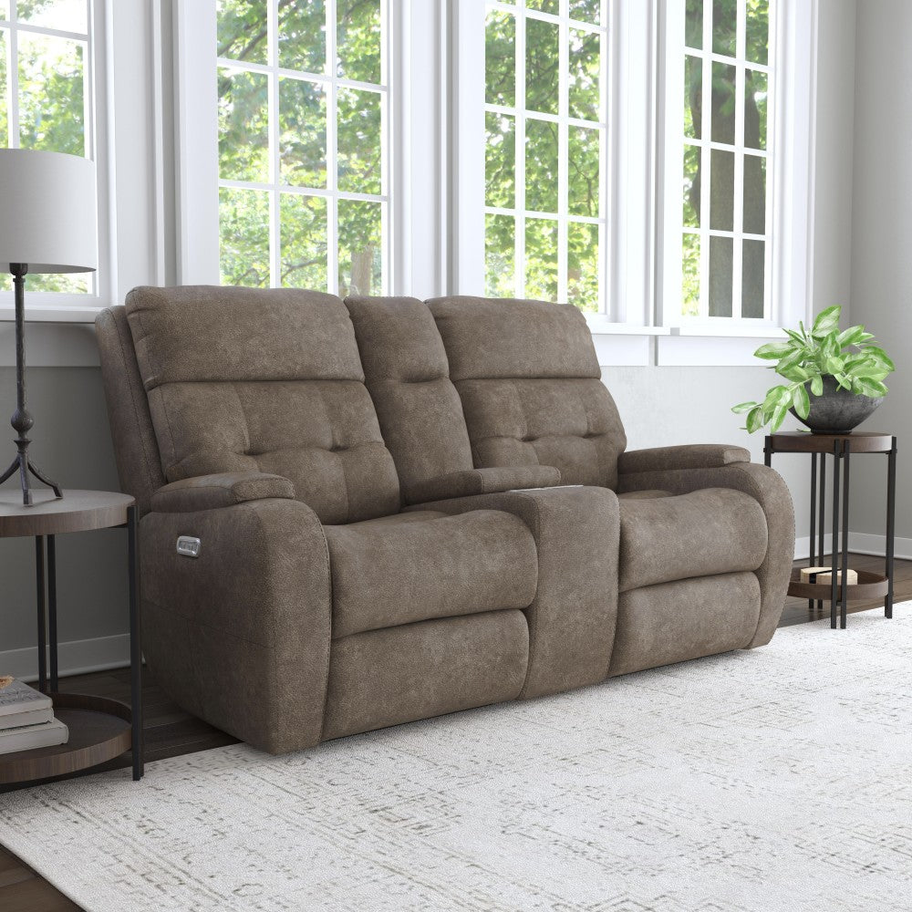 Strait Power Reclining Loveseat with Console & Power Headrests - Default Title