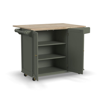 Dolly Madison Drop Leaf Kitchen Cart - Green