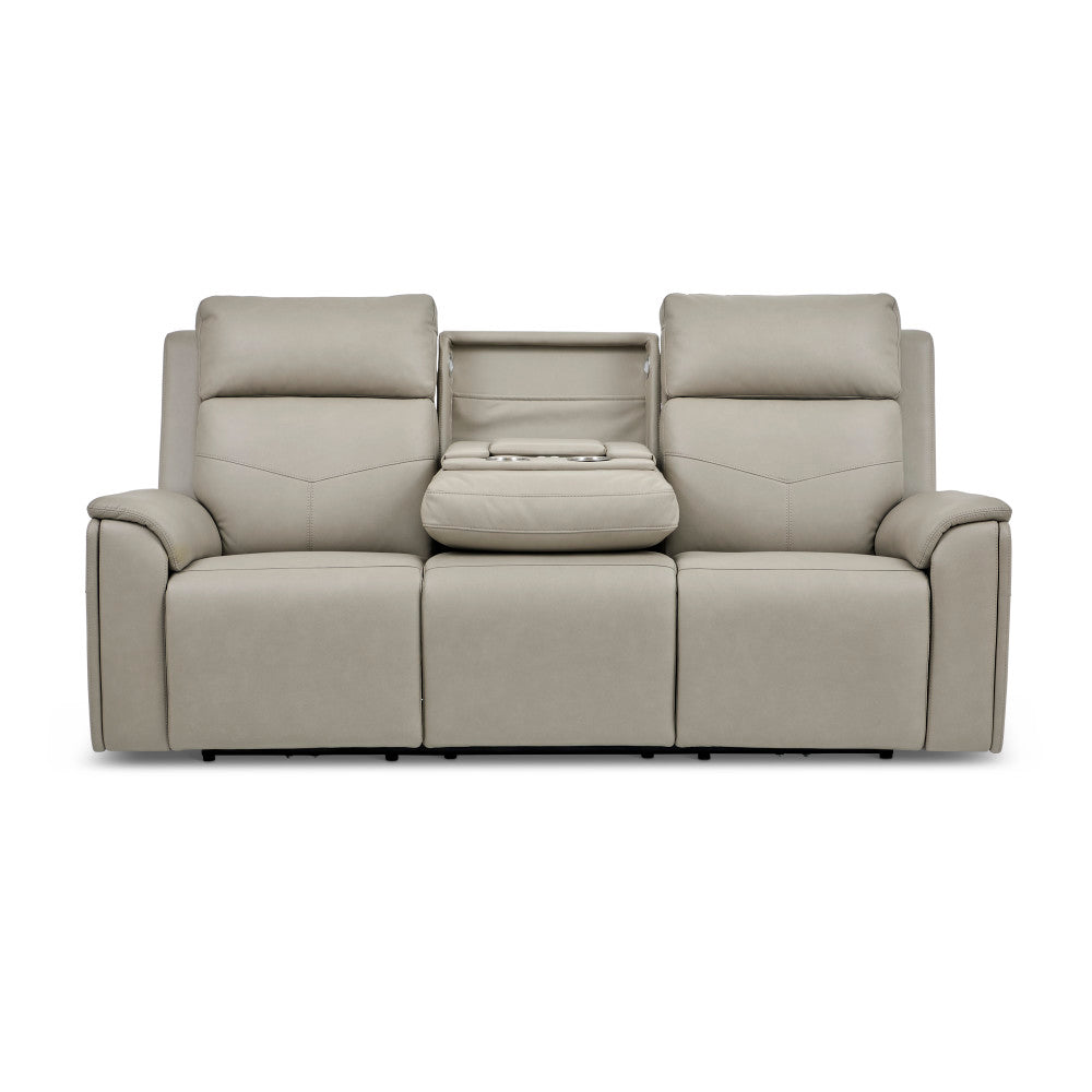 Vernon Power Reclining Sofa with Console, Power Headrest, Lumbar, Heat & Massage - Fabric 386-01