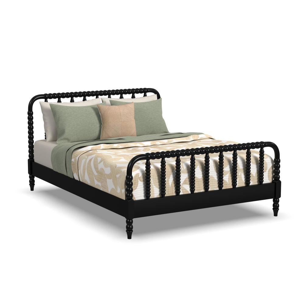 Spindle Queen Bed and Two Nightstands - Black