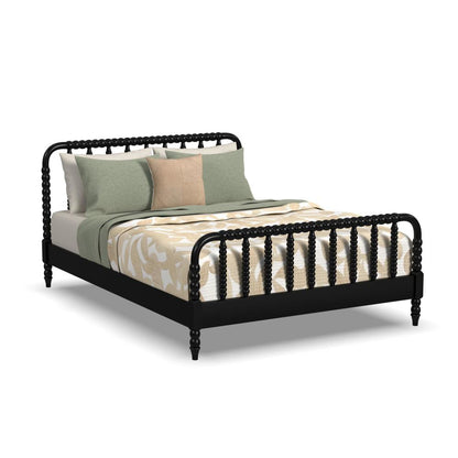 Spindle Queen Bed and Two Nightstands - Black